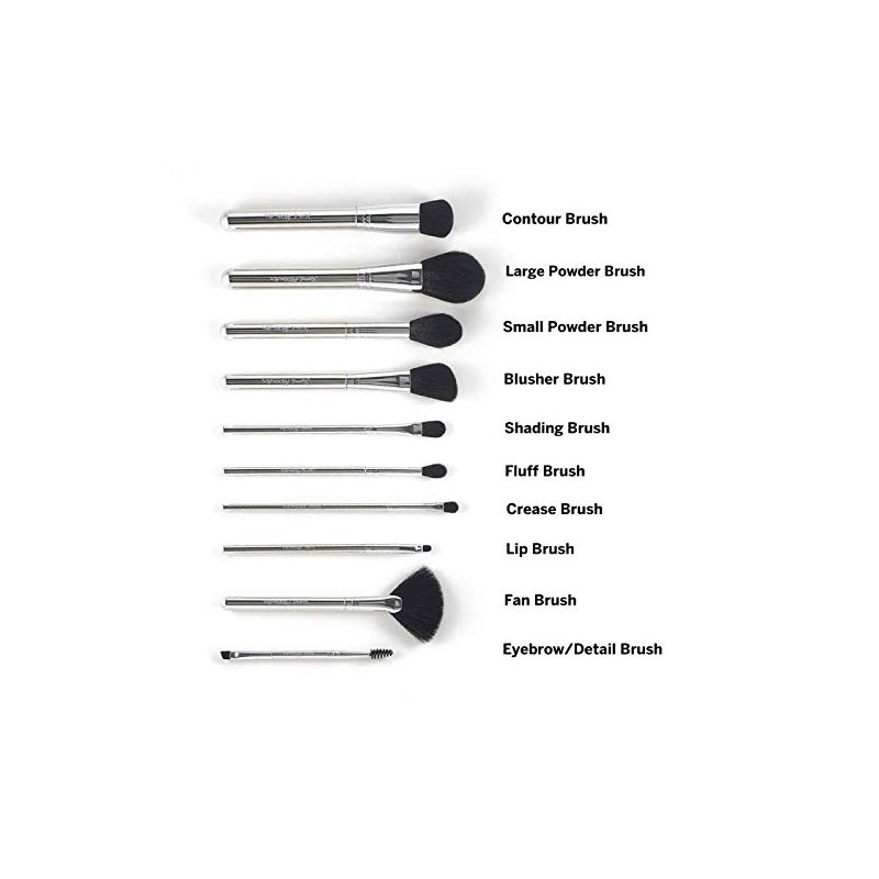 Jerome Alexander 10 Piece Professional-Grade Cosmetic Brush Set with Synthetic