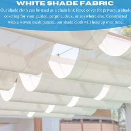 VBS - White Shade Cloth - 50% - Mesh Fabric for Fence Privacy Screen, Garden Shade, Mesh Fence Screening, Shade Cloth Rolls, Wind Screen, White Shade Cloth, White Shade Mesh (12' x 20'), Green