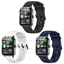 LeyuBand 3 Pack 22mm Silicone Watch bands Compatible with IDW13/IDW16/IDW19 Smartwatch Bands for Fitpolo IDW13/Woneligo W13 ENOMIR/TOOBUR/MILOUZ/Gydom/Faweio/Veryfit IDW19 Watch Band for Women Men