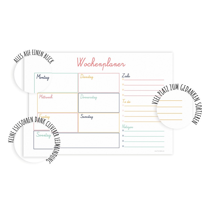 Friendly Fox Weekly Planner Pad School, 1 x DIN A4