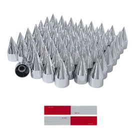 60Pcs 32/33mm Semi Trucks Spike Lug Nuts Covers, ABS Chrome Plastic Anti-Rust Pointed Screw-on Wheel Nut Caps, Lug Nut Covers for Semi Trucks Trailer