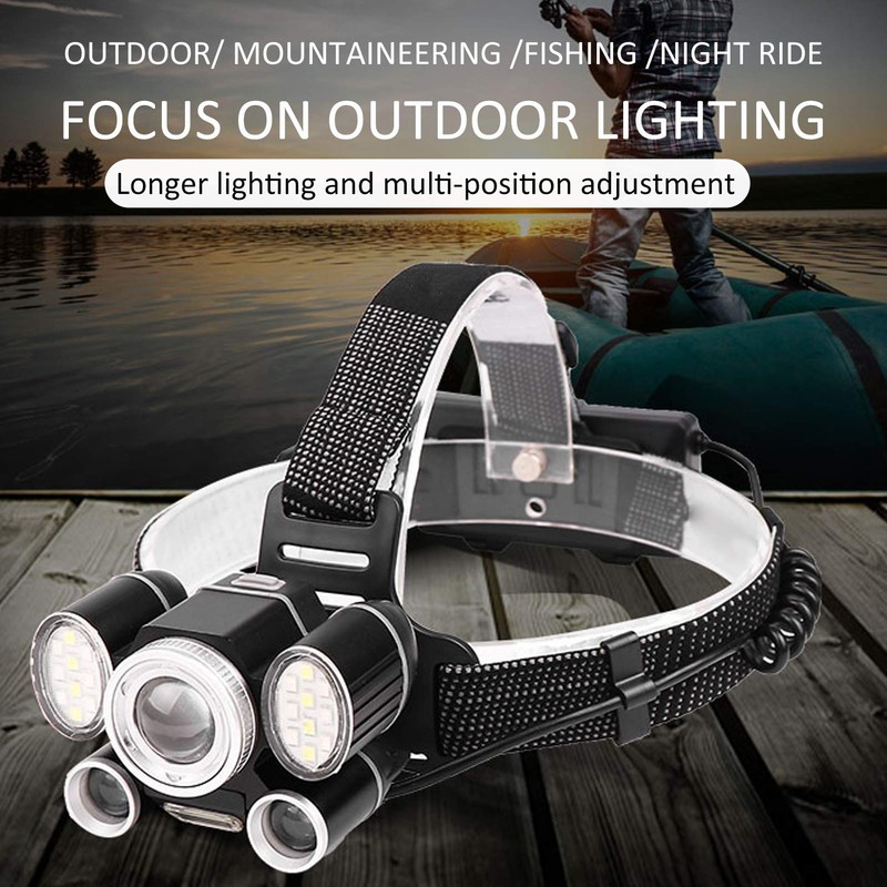 Topyond Strong Brightness Headlamp, XHP50 COB LED Red Blue 6
