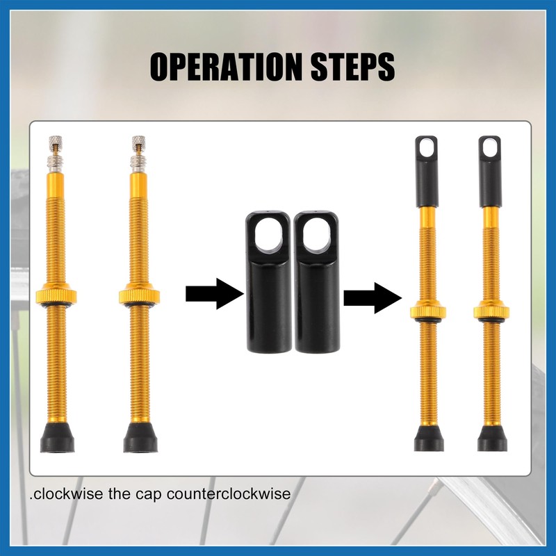 A ABSOPRO 2pcs Aluminum Alloy 80mm Bike Tubeless Valve Stems