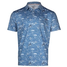 Salt Life Tactical Camo Short Sleeve Performance Pocket Polo Tee, Elemental Blue, Large