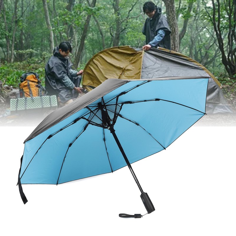 Portable Umbrella with Fan 8 Fiberglass Ribs Windproof Umbrella for