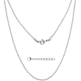Silvadore 2mm DogTags Necklaces - Stainless Steel Ball Chain for Women - Unbreakable Non-Tarnish Jewelry - 26 Inch / 66cm