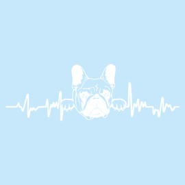 Finest Folia Finest Folia Aufkleber Herzschlag Tiere Breite 27cm Lifeline Heartbeat Deko Sticker Selbstklebend fr Auto Khlschrank Laptop Autoaufkleber K150 (Wei? Glanz, 10 Franz?sische Bulldogge)