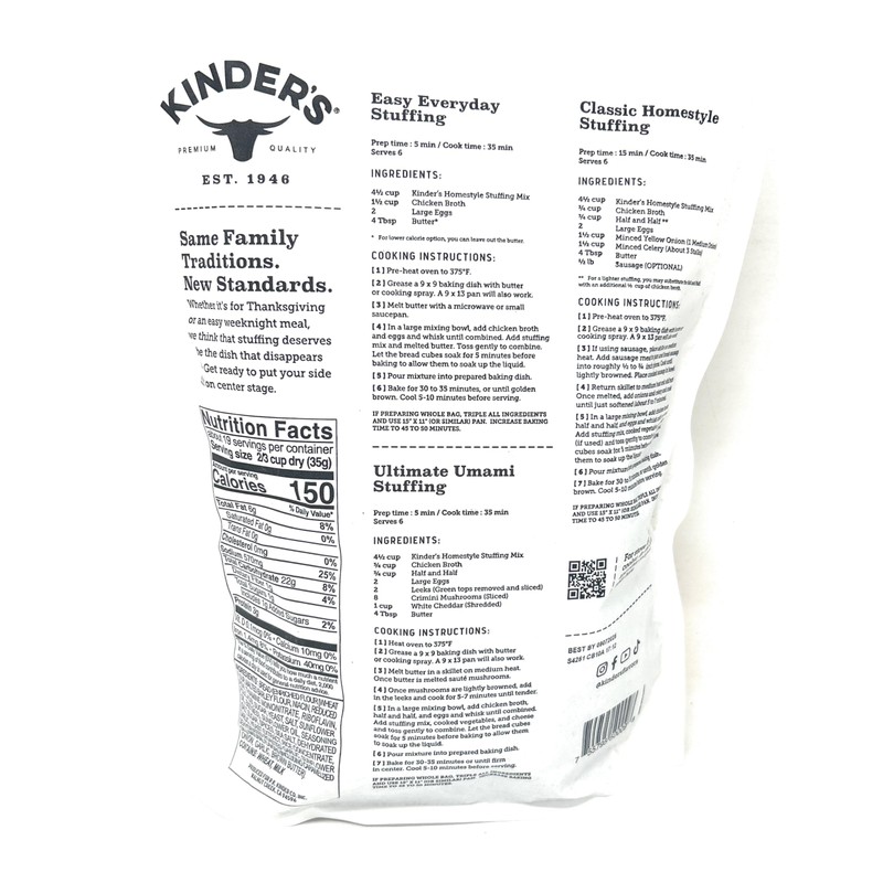 Kinder's Brown Butter & Herbs Homestyle Stuffing Mix 24oz -