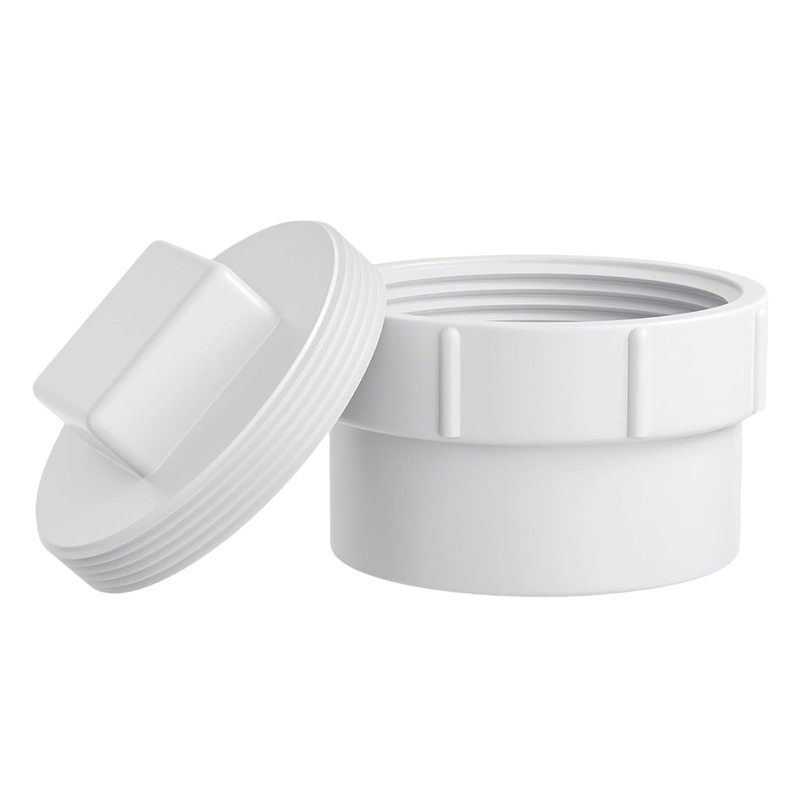 4" PVC Sewer Cleanout Adapter with Plug Pipe Fitting, PVC