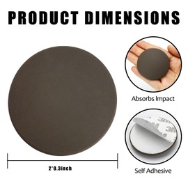 FAMLEAF 2" Wall Door Handle Stopper, 12PCS Brown Self Adhesive Wall Protector Rubber Door Bumpers, Solution for Stopping Damage from Doors Knobs, Shock Absorbent and Noise Reduction