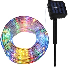 JAYIJAXIN 39Ft 100 LED Solar Powered Tube Light Solar Rope Fairy String Lights Waterproof Night Lighting with 8 Modes for Outside Garden Patio Pathways Fence Outdoor Party Xmas 12M Multicolor