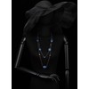 COOLSTEELANDBEYOND Bohemia Chic Gold Statement Necklace Long Chain with Cube