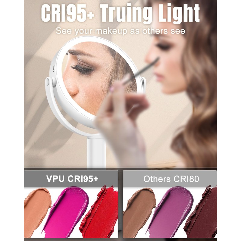 vpu 15X Magnifying Makeup Mirror with Lights, Double Sided 360°