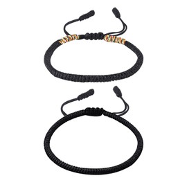 2 Pieces of Diamond Knot Bracelets, Adjustable Bracelets, Hand-Woven Bracelets, Ethnic Style Bracelets, Friendship Bracelets, Bracelet Wristband Accessories, Suitable for Men and Women (Black)