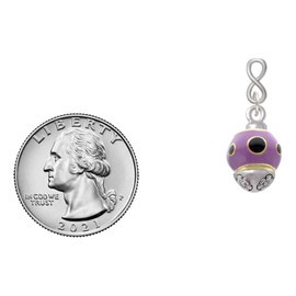 Delight Jewelry Goldtone Wide Black Dots on Purple Spinner Goldtone Infinity Post Earrings