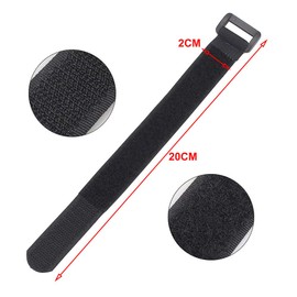 Aiqeer Pack of 30 20 cm Black Velcro Cable Ties Set, Multifunctional Velcro Bands, Reusable Velcro Tape, Cable Velcro Ties