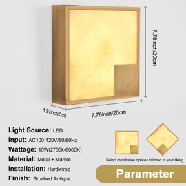 HOMLUCE Alabaster Wall Sconce, Natural Marble Wall Light, Modern LED Alabaster Sconces for Living Room Indoor Wall Lamps for Dining Room Stairs Bedroom,Antique Copper