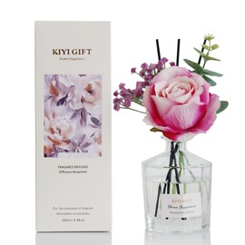 kiyigift Reed Diffuser Set Home Fragrance Diffuser with 6 Sticks Fragrance Diffuser Decoration for Bedroom, Living Room, Bathroom, Office, 8.4 fl oz, Glass Bottle (Gardenia White Tea)