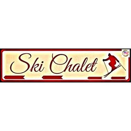 Ski Chalet Sign Made in USA! 3"x12" All Weather Metal Ski Chalet Resort Lodge Decor