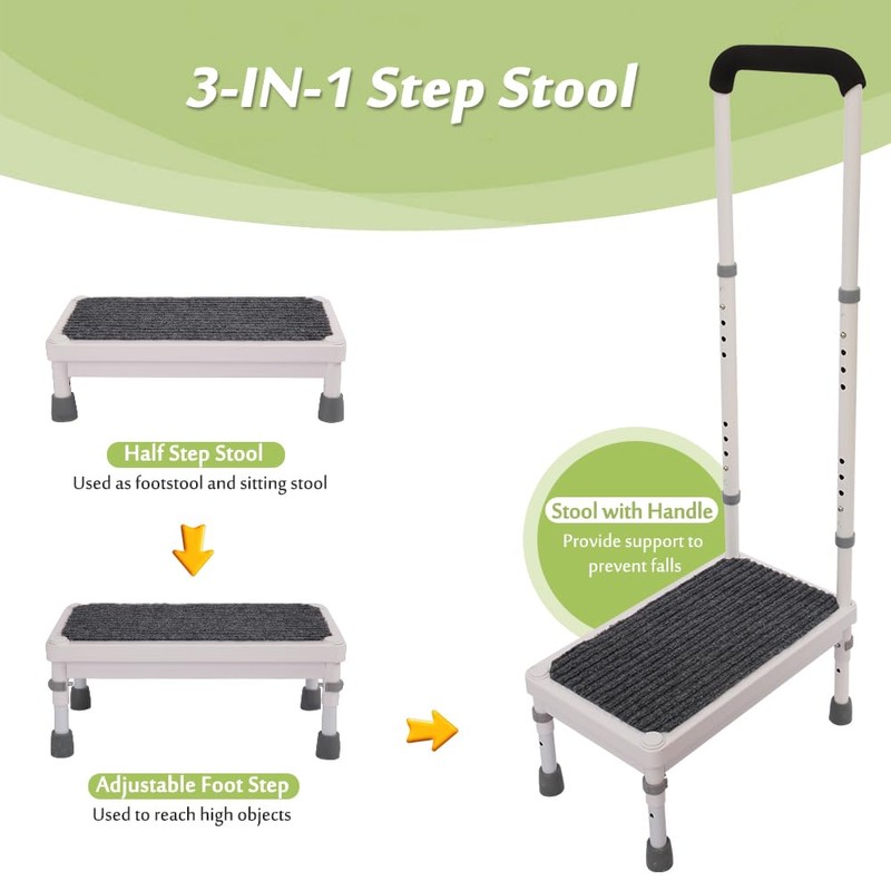 Medical Step Stool with Handle for Elderly Bed Steps for