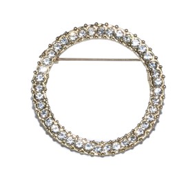 ROFARSO Geometry Circle Round Brooch Pins for Women Feminist Fashion Jewelry with Rhinestone Crystal, Accessory for Shawl Scarf Buckle Sweater Cardigan, Gift for Women Mother Bride Girl (Gold)