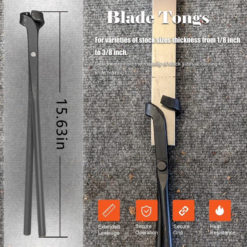 Yoursme Blacksmith Knife Making Forge Tongs Set: V-Bit Blade, Blade