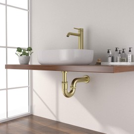 KIBI Bottle P-Trap for Bathroom Sink, 1.5-inch | Decorative Brass Waste Drain Kit | Bathroom Basin Plumbing Fixture | Easy Install, Leak-Proof | Brushed Gold, KPT101