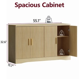 55" Modern Sideboard Buffet Cabinet with Storage for Living Room Kitchen