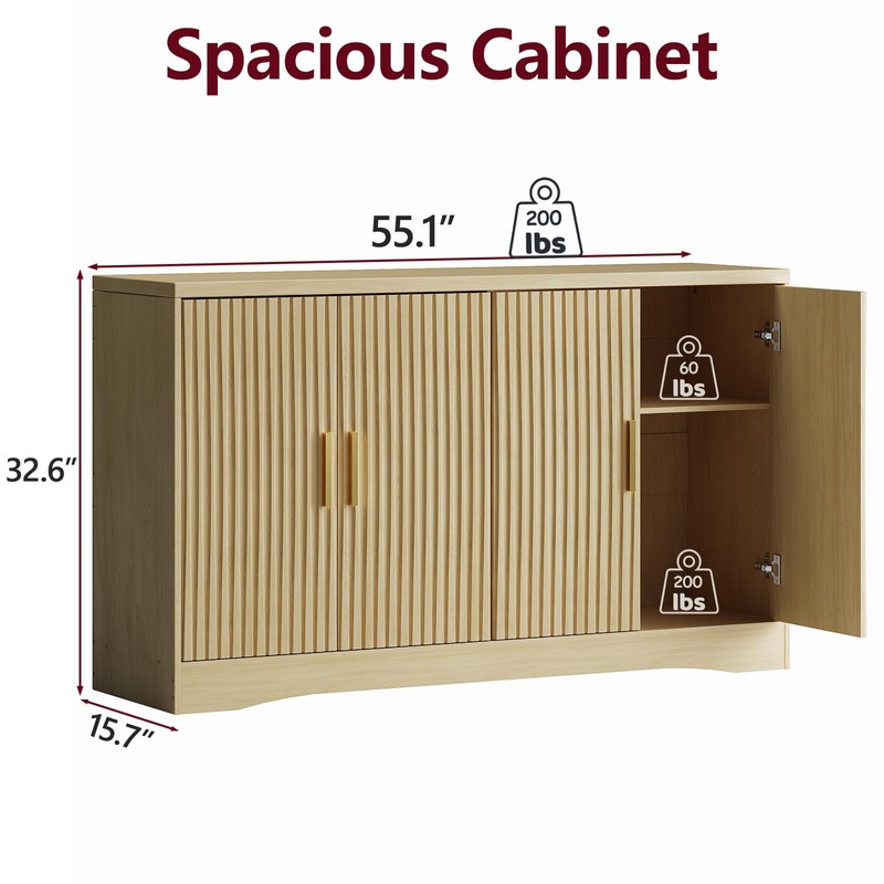 55" Modern Sideboard Buffet Cabinet with Storage for Living Room