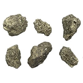 6PK Raw Pyrite, Mineral Specimens - Approx. 1" - Geologist Selected & Hand Processed - Great for Science Classrooms - Class Pack - Eisco Labs