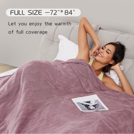 Electric Heated Blanket 72"x84" Full Size, Soft Coral Fleece with 4 Heating Levels and 10 Hours Auto-Off, Machine Washable, Cozy Plush Fabric for Home, Purple