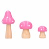3 Pieces Wooden Mushroom Craft Ornaments, Innovative Cute Mushroom Decoration for Home Office Desktop Decor (Pink)