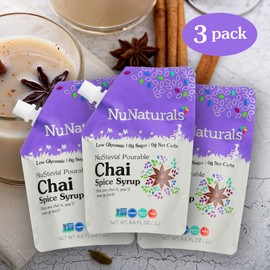 NuNaturals Chai Spice Flavored Syrup, Natural Plant Based Sweetener, Sugar-Free, 3 Pack 6.6 oz