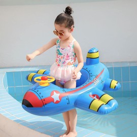 Float Ring for Children, 1-6 Years, Airplane-Shaped Float, Cute, Stylish, Float, For Water/Beach/Pool, Sea, Midsummer, Heat-Countermeasure, Beach/Sunbathing/Parties/Exercise, Boat Float, Kids, Foot Loss, Strong Buoyancy, Seat Included (2) Blue)