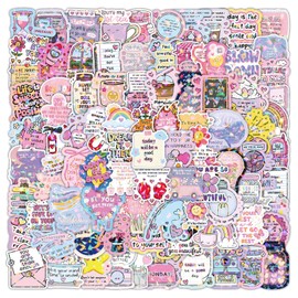 Stickers Pack for Kids, 100Pcs Aesthetic Cute Stickers for Water Bottles Scrapbook, Waterproof Glittery Sticker for Water Bottle Laptop Journaling Luggage Scrapbooking Supplies Party Favors