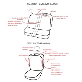 Flying Banner Car Seat Covers Set Front Seats and Rear Bench Polyester Cover Embossed Fabric Block Pattern Black