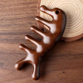 Owner Clan 두피 얼굴 괄사 스틱 우드 마사지 빗 C타입 M12666 Scalp Face Gua Sha Stick Wood Massage Comb C-Type M12666