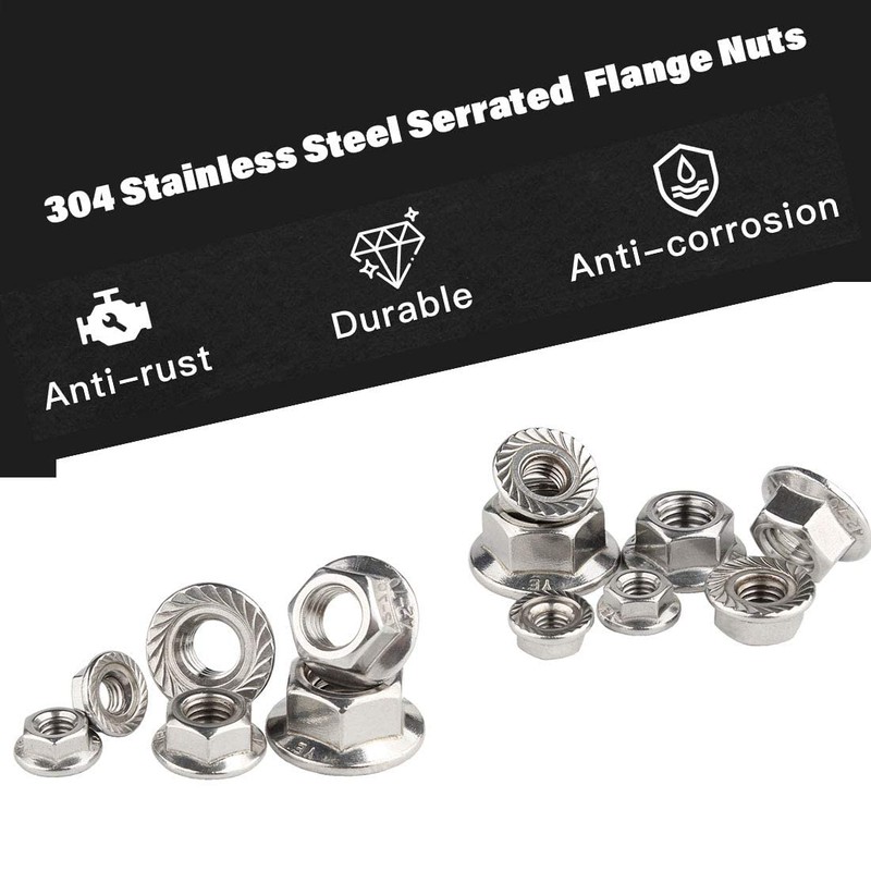 M8 x 1.25mm Serrated Flange Hex Lock Nuts, Hincell 75pcs
