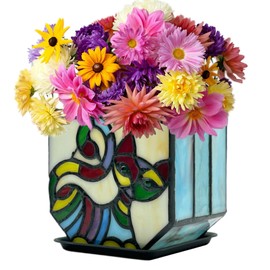 Entlityful Stained Glass Cat Pot with Drainage,Cute Planters for Indoor Plants,Decorative Flower Pots,Gifts for Plant Lovers,4.6x3x5.15 in
