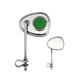 Lowrider Two V Mirror Chrome Green Reflectors. Set of Bike Mirrors. Pair of Bicycle Mirrors. 2 Bike Mirrors.
