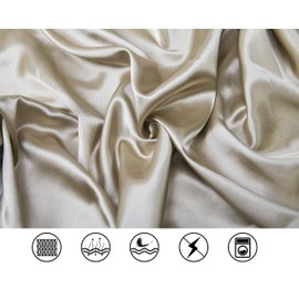 Silk Satin Sheets, 4-Piece Full Size Satin Bed Sheet Set with Deep Pockets, Cooling and Soft Hypoallergenic Satin Sheets Full - Taupe