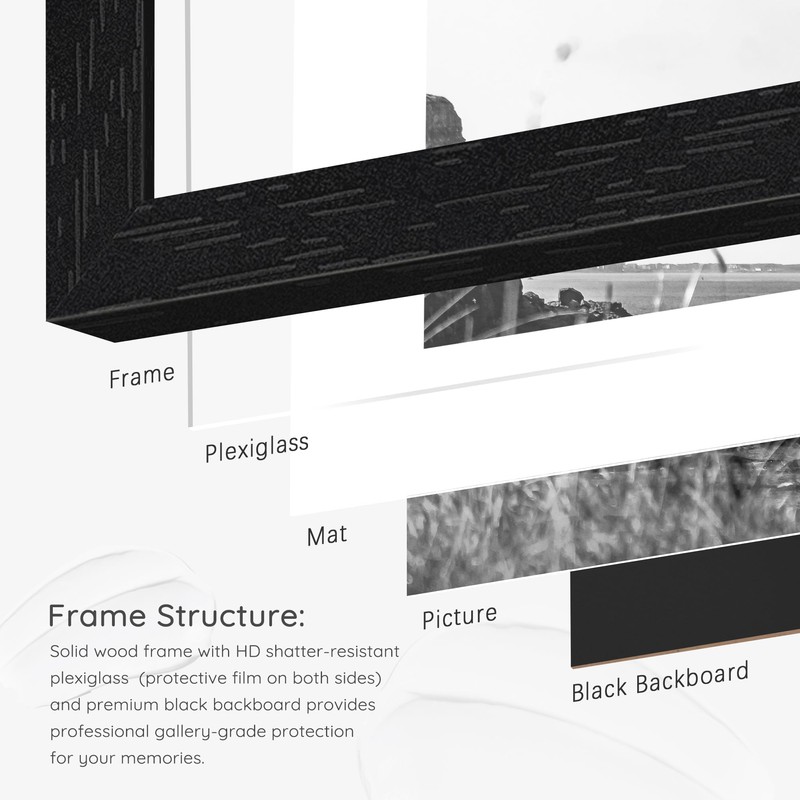 Picrit 8x10 Solid Wood Frame Set of 2, Black Wood