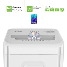Aurora AU1270XB Professional Grade 12-Sheet security P-4 Cross-Cut Shredder