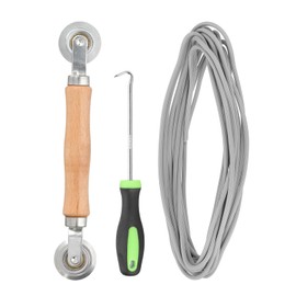 sourcing map Screen Repair Kit, 0.09"x 9.8 ft Window Screen Spline with Roller Tool and Spline Removal Hook for Patio Door Window Mesh Install and Replace, Gray