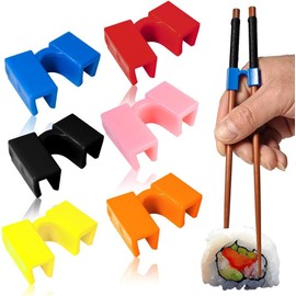 Pack of 12 Reusable Chopsticks Helpers, Colourful Chopsticks Use Trainer, Chopsticks Reusable Helper, Training Chopstick Hinges for Adults, Beginners, Trainers or Learners