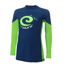 Kidz Swimmers Surf Boys Long Sleeve Sun Protection Rash Vest UPF 50+ Estate Blue & Jasmine Green (5-6 Years)