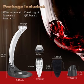 D&Slifei Wine Aerator Pourer with Tower Stand and Sediment Filter,Unique Three-Stage Aeration Design Quickly Enhances Wine Flavors with Smoother Finish (Tower,Silvery)