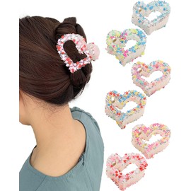 HAIMEIKANG 6 Pcs Heart-Shaped Hair Claw Clips for Women & Girls - Non-Slip Hair Clips for Thick Hair - Stylish & Comfortable for Daily Use & Special Occasions