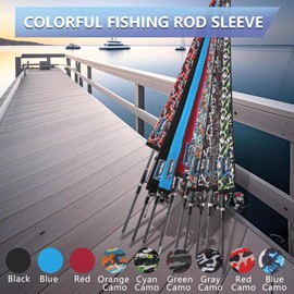 KPEPIX Lightproof Neoprene Fishing Rod Sleeve - Fishing Rod Cover for Storage & Transportation - Puncture Resistant Rod Sock for Casting, Trolling, Spinning Rods (Orange Camo, 65in)