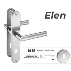 Stahlia Elen Long Plate Handle Set Stainless Steel Polished | BB – Deadlock | Door Fitting for Interior Doors, Room Doors, Entrance Doors for Door Thickness 20–47 mm | Mounting Material